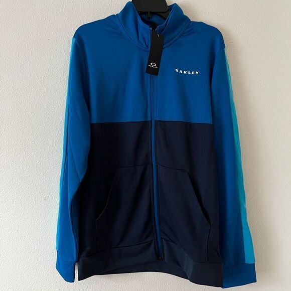 Oakley Mens Colorblock  Blues Casual Pockets Full Zip Jacket L - Picture 1 of 5